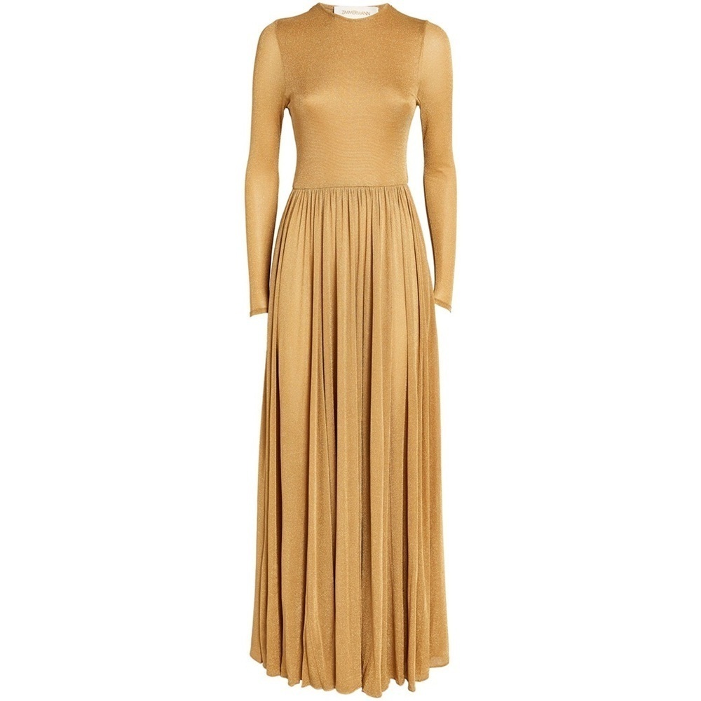 RUNWAY LOOK ZIMMERMANN Gold Lurex Lyrical Maxi Dress sz 1 NWT 2062$ - Picture 11 of 15